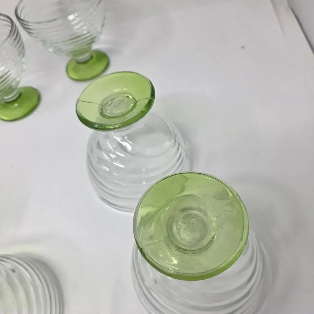 Anchor Hocking Manhattan Park Avenue Swirl Foot Dessert Dish Parfait Green x6